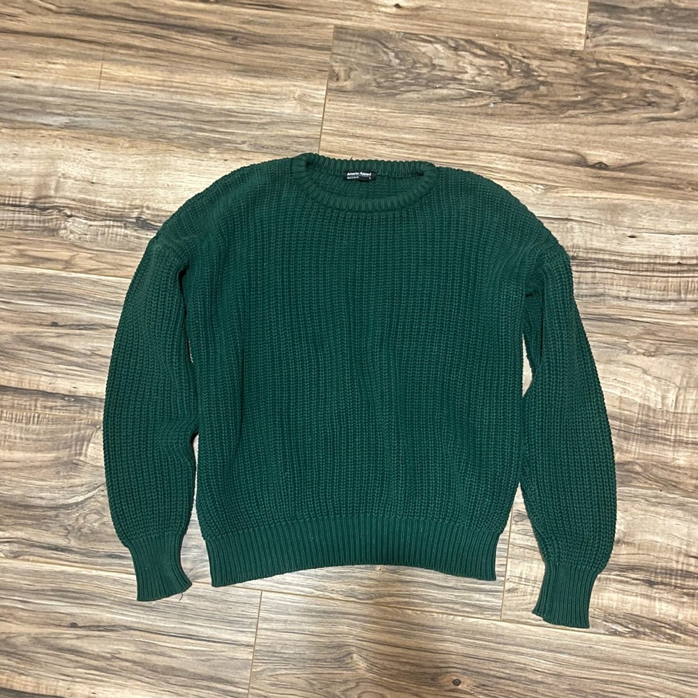 Vintage American Apparel Fisherman Sweater Women Small 100% Cotton green